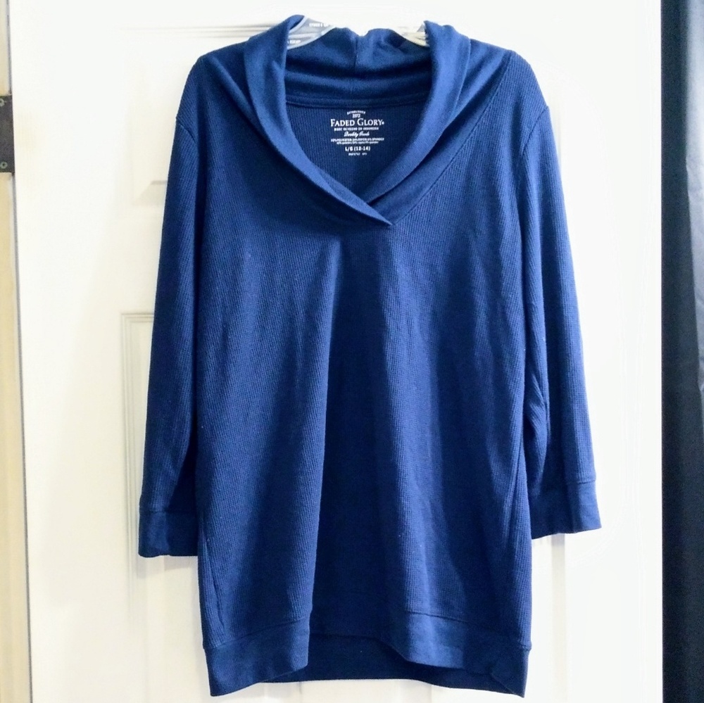 💸Navy waffle knit 3/4 sleeve